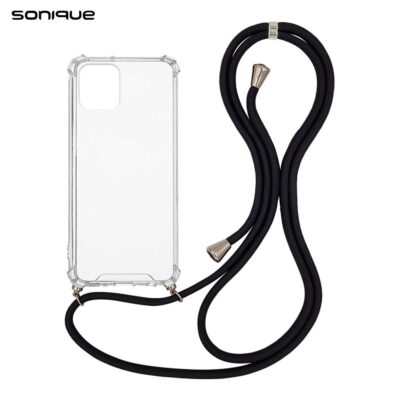 Θήκη Σιλικόνης με Κορδόνι Sonique Armor Clear Apple iPhone 12 mini Μαύρο