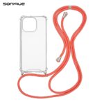Θήκη Σιλικόνης με Κορδόνι Sonique Armor Clear Apple iPhone 14 Pro Κοραλλί