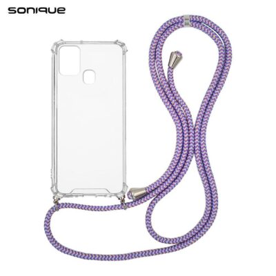 Θήκη Σιλικόνης με Κορδόνι Sonique Armor Clear Samsung Galaxy A21s Rainbow Λιλά
