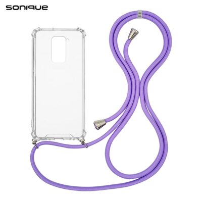 Θήκη Σιλικόνης με Κορδόνι Sonique Armor Clear Xiaomi Redmi Note 9 Λιλά